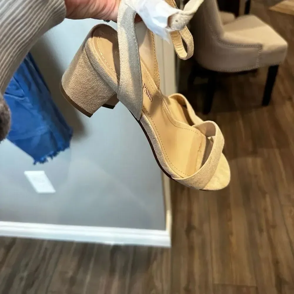 Dream Pairs Nude Suede 9.5 Open Toe Heels